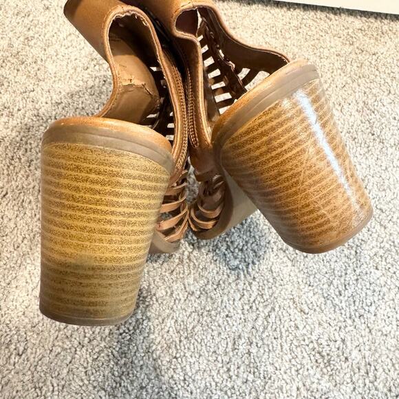 Mossimo Cage Sandals Brown Womens Size 7 Heels 3 Inch - Picture 4 of 10
